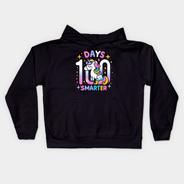 100 days smarter, whimsical unicorn, unicorn Kids Hoodie by ANSAN